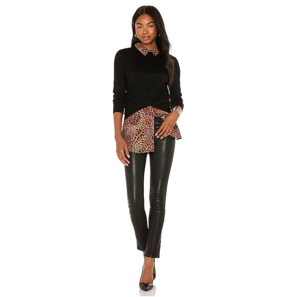 Veronica Beard Phebe Mixed Media Merino Wool Top Black XS‎ - Picture 3 of 11